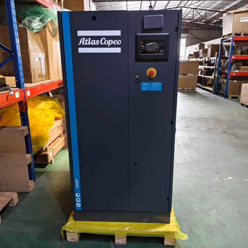Stacionární rotační šroubové vzduchové kompresory Atlas Copco GA45+ mazané střídavé napájení 380V/ 400V 45KW