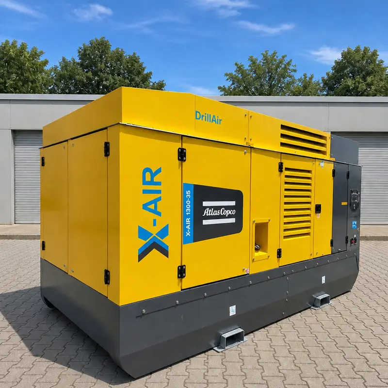 Velký mobilní dieselový kompresor Atlas Copco X-Air 1300 35 412 kW 35bar vrtání originální